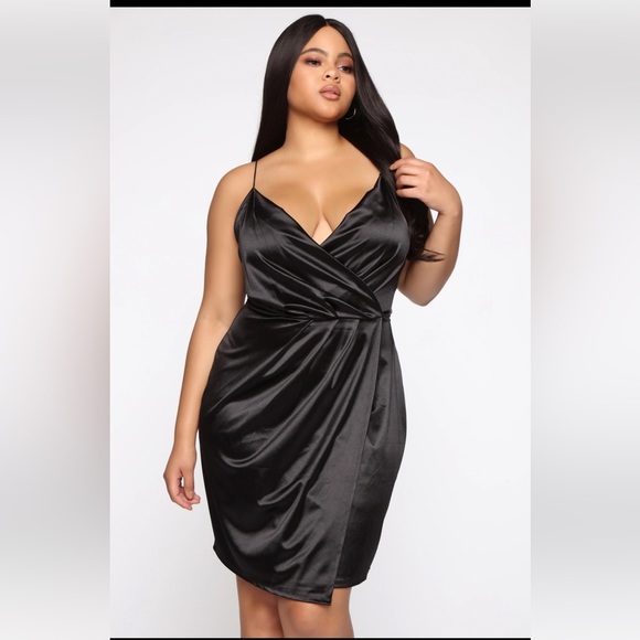 Fashion Nova 🔥Always a Flirt Dress🔥 in 1X Mini Black Satin Dress 🔥 - Picture 6 of 11